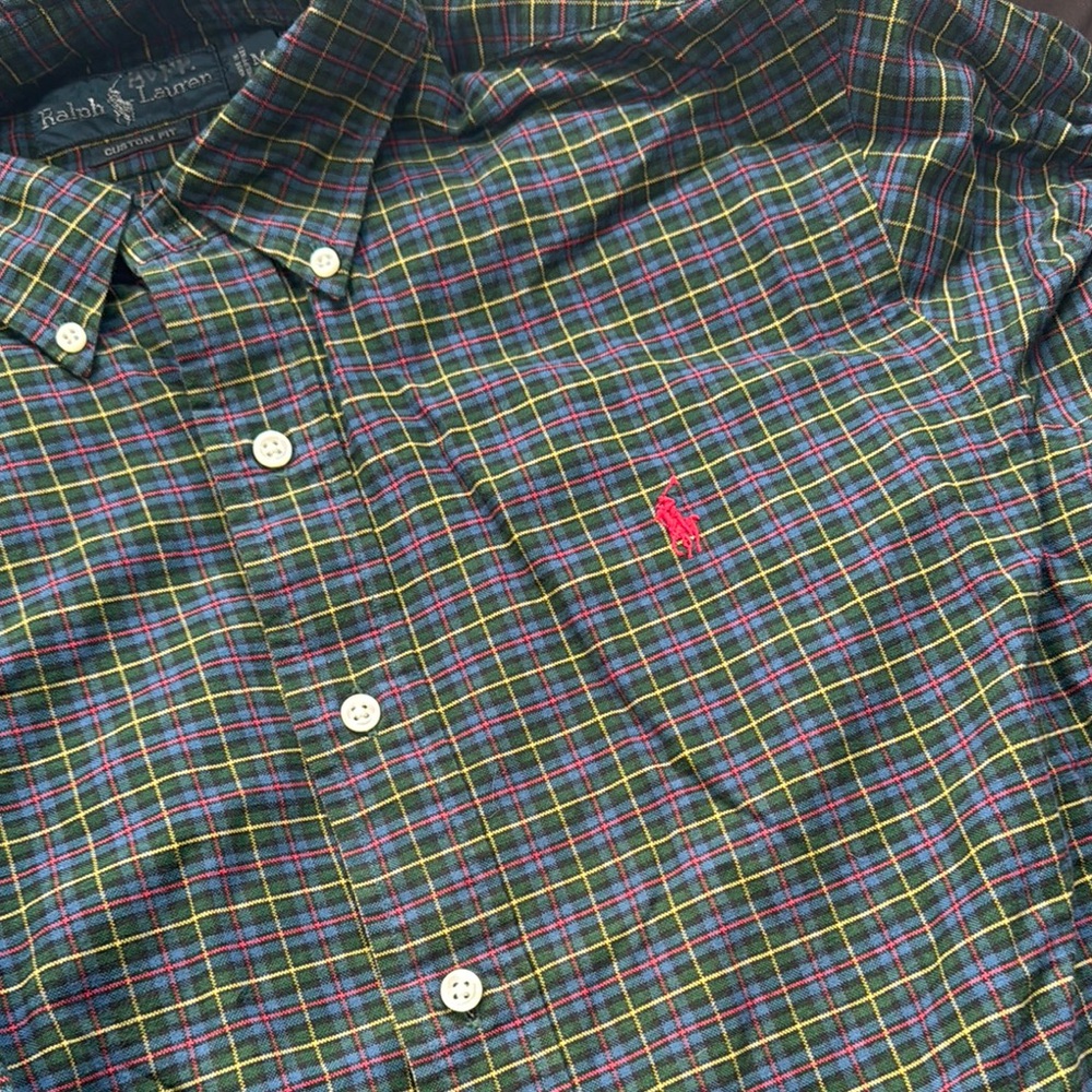 Vintage Ralph Lauren 100% cotton Green/Red/Yellow windowpane long sleeve shirt - Picture 3 of 3